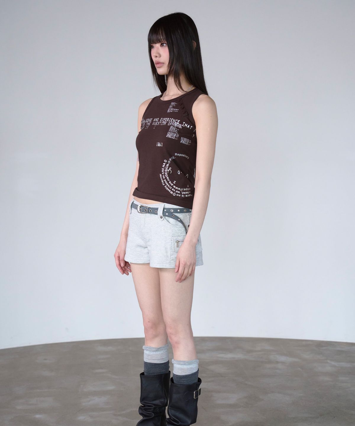 프렌다(PRENDA) FRAGMENTED LOG TANK BROWN