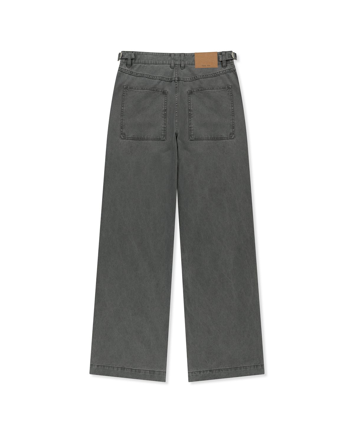 마뗑킴(MATIN KIM) SIDE TAB WASHED COTTON PANTS IN CHARCOAL
