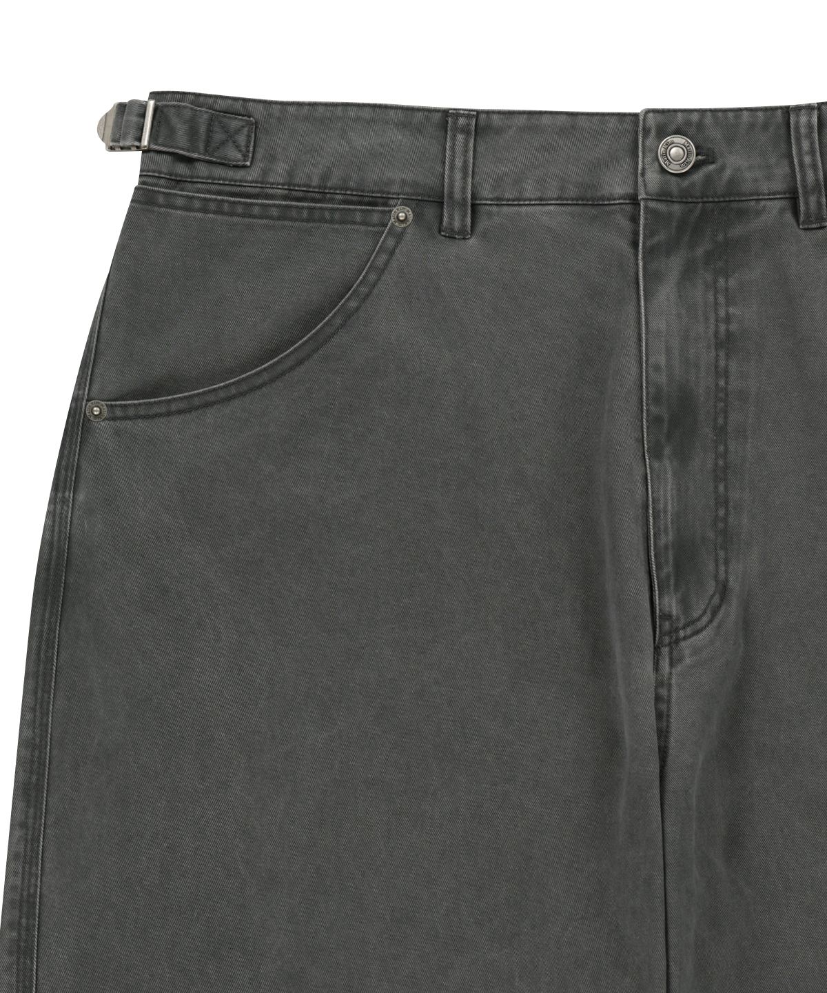 마뗑킴(MATIN KIM) SIDE TAB WASHED COTTON PANTS IN CHARCOAL