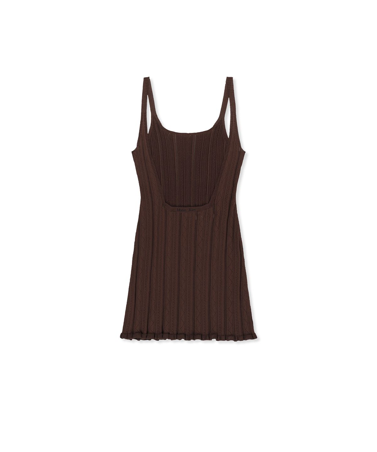 마뗑킴(MATIN KIM) OPEN BACK RIBBED KNIT DRESS IN BROWN