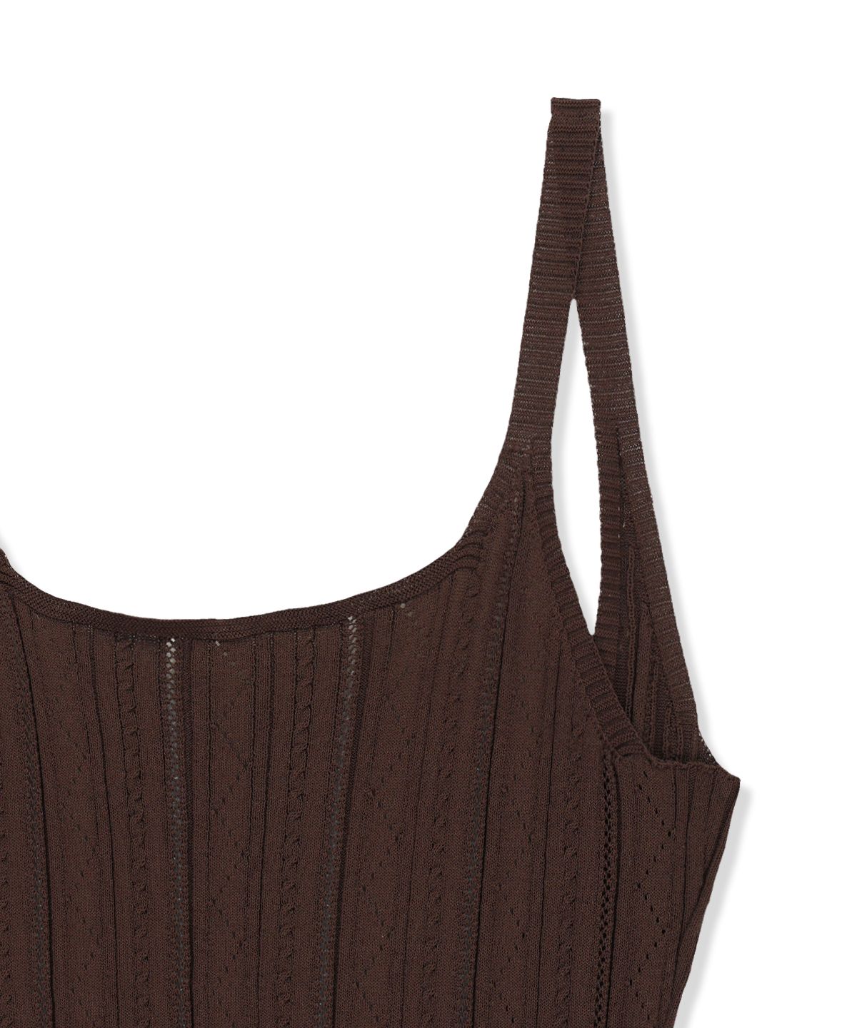 마뗑킴(MATIN KIM) OPEN BACK RIBBED KNIT DRESS IN BROWN
