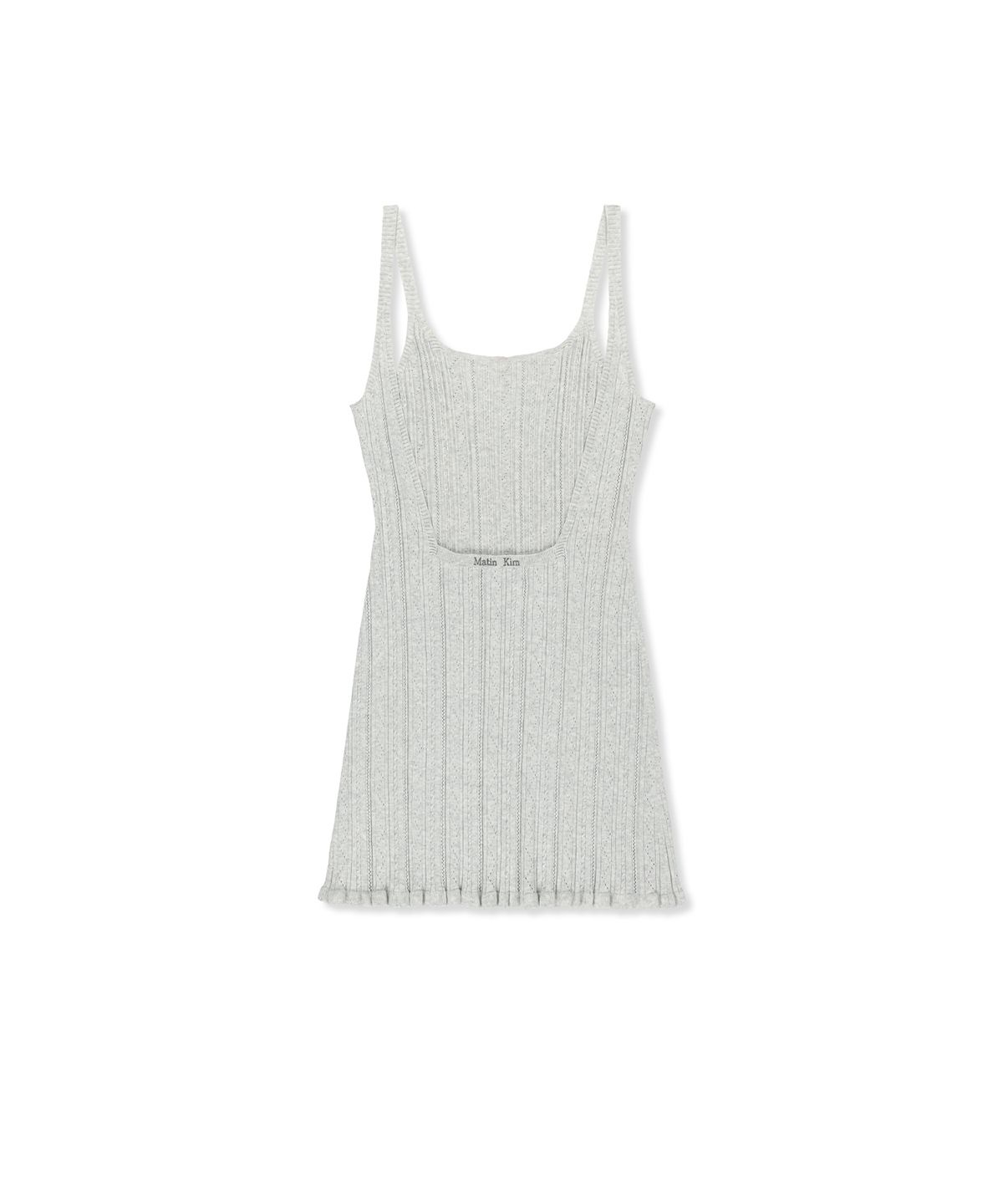 마뗑킴(MATIN KIM) OPEN BACK RIBBED KNIT DRESS IN LIGHT GREY