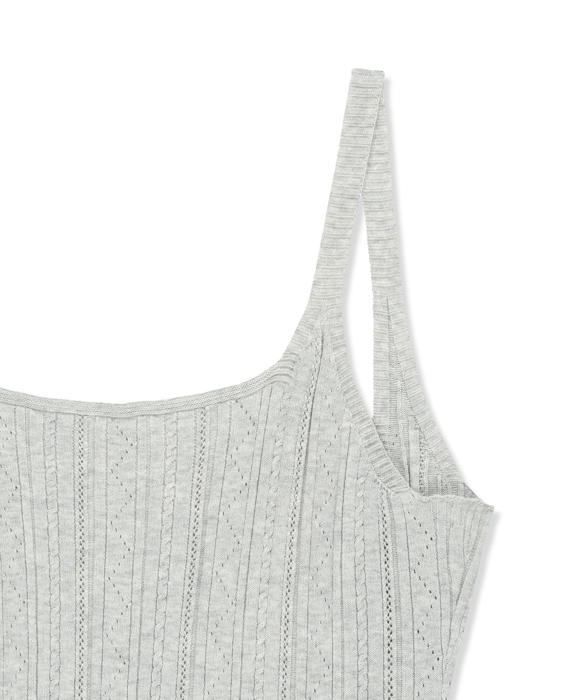 마뗑킴(MATIN KIM) OPEN BACK RIBBED KNIT DRESS IN LIGHT GREY