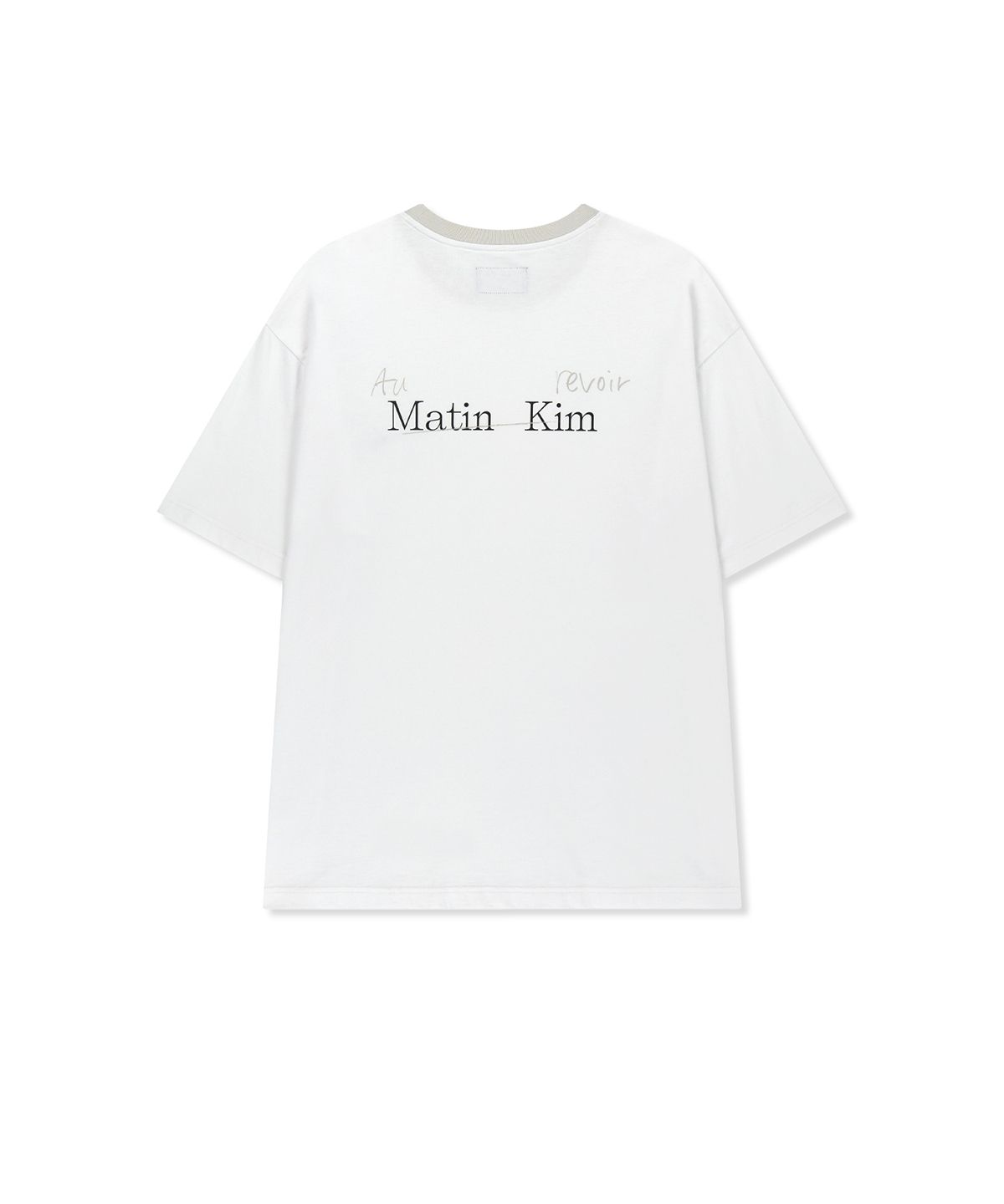 마뗑킴(MATIN KIM) TONAL RIB BACK LOGO TOP FOR MEN IN WHITE