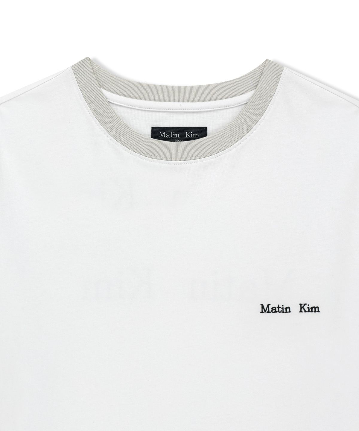 마뗑킴(MATIN KIM) TONAL RIB BACK LOGO TOP FOR MEN IN WHITE
