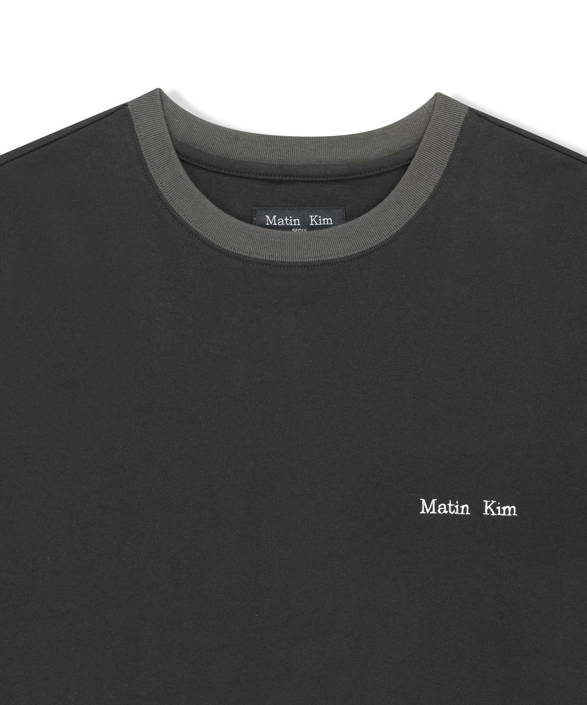마뗑킴(MATIN KIM) TONAL RIB BACK LOGO TOP FOR MEN IN BLACK