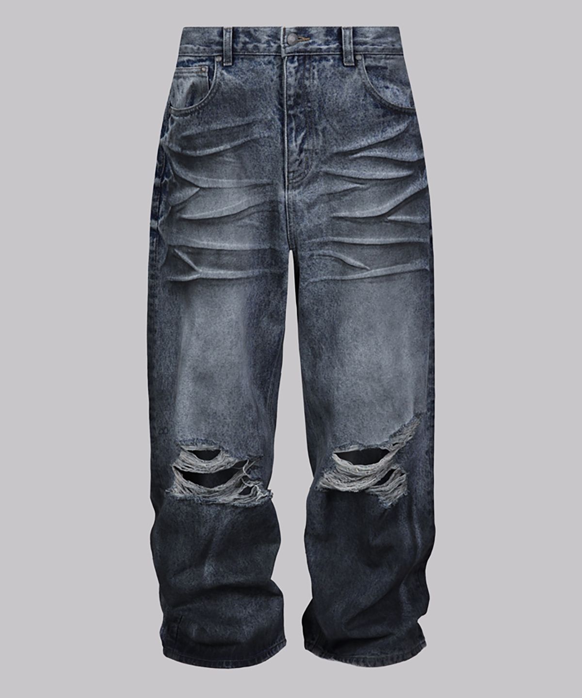 코너블레스(CORNERBLESS) WIDE DESTROYED DIRTY DENIM PANTS
