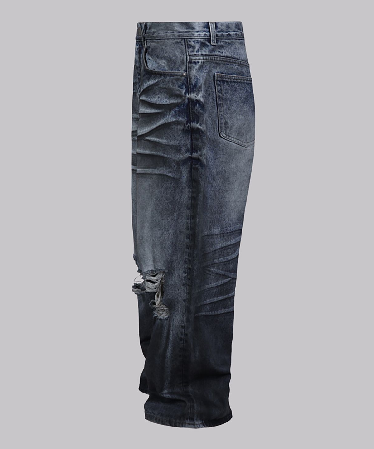 코너블레스(CORNERBLESS) WIDE DESTROYED DIRTY DENIM PANTS