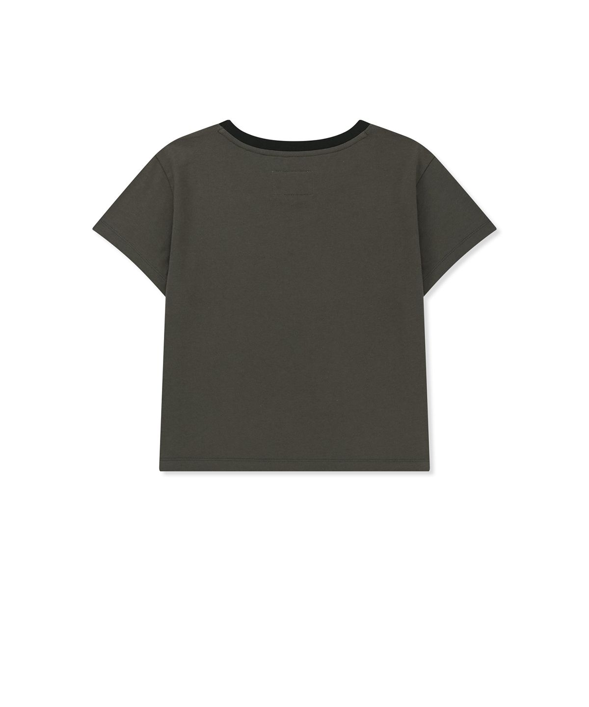 마뗑킴(MATIN KIM) TONAL RIB LOGO CROP TOP IN CHARCOAL