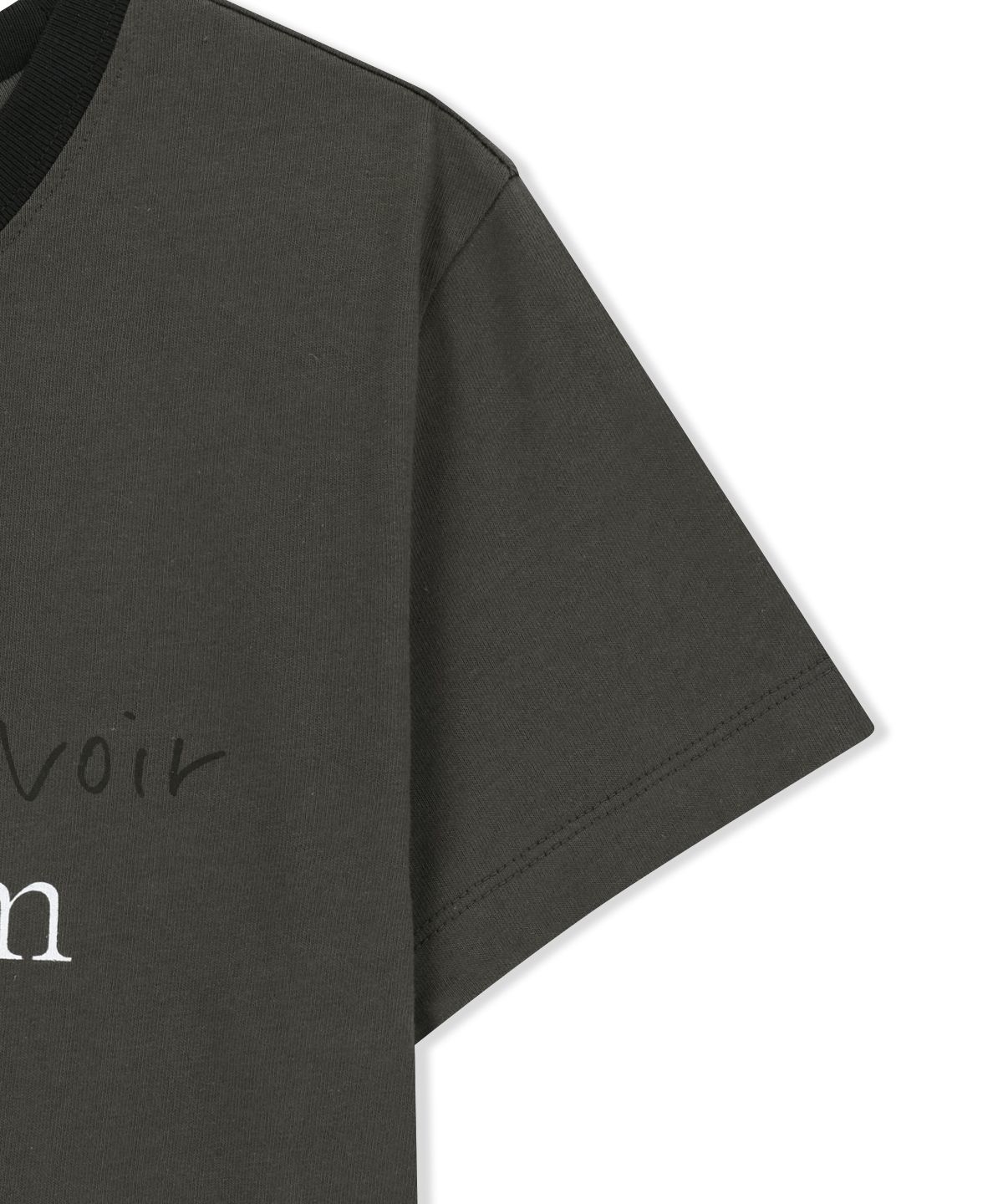 마뗑킴(MATIN KIM) TONAL RIB LOGO CROP TOP IN CHARCOAL