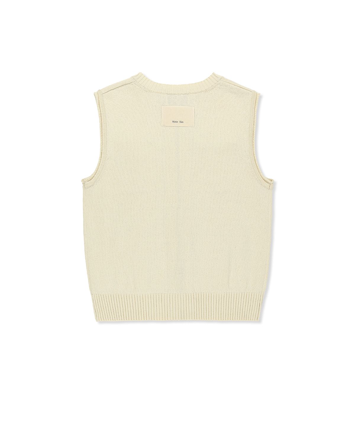 마뗑킴(MATIN KIM) POCKET WASHED KNIT VEST IN LIGHT BEIGE
