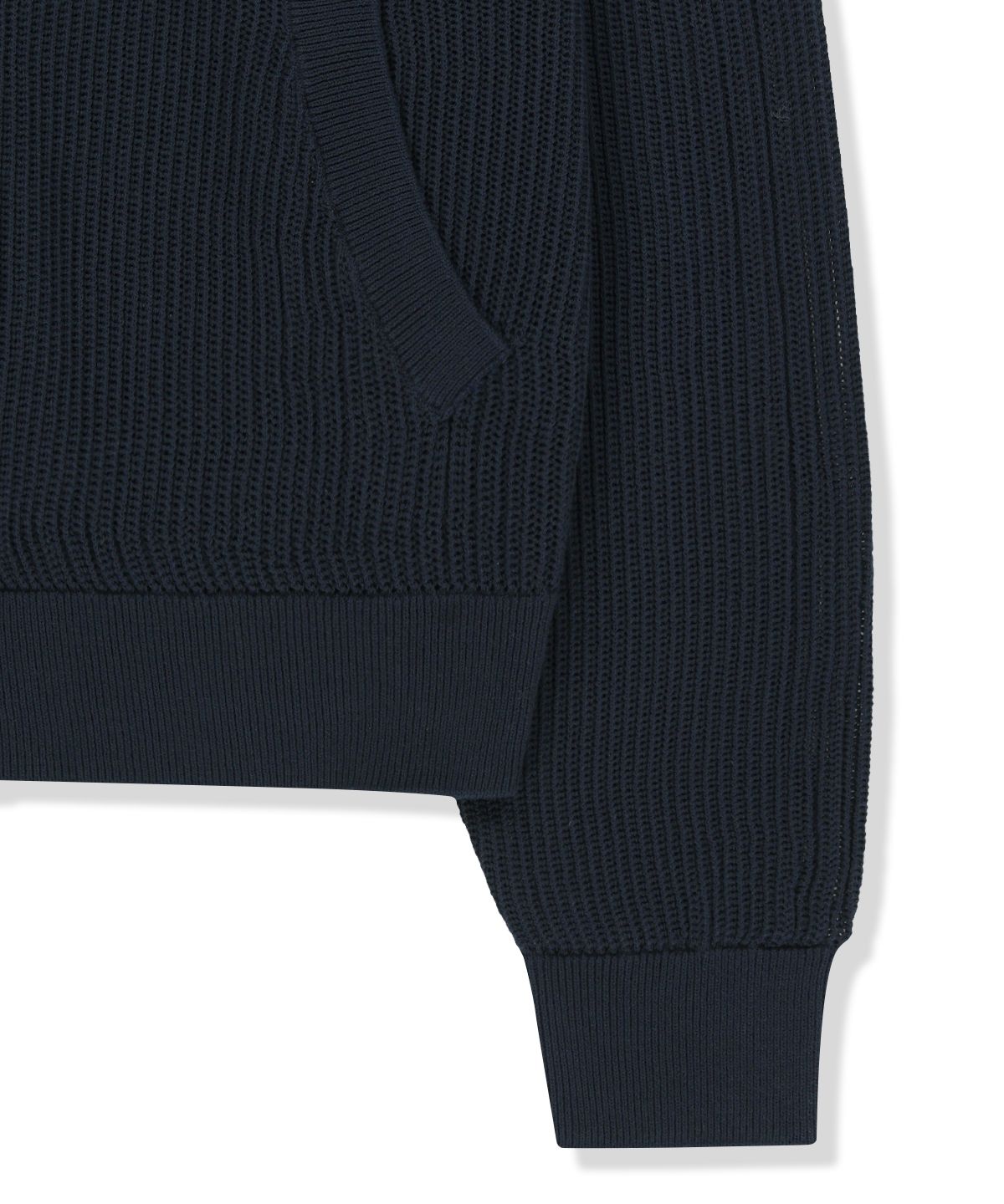 마뗑킴(MATIN KIM) BACK LOGO JACQUARD MESH KNIT ZIP UP IN NAVY