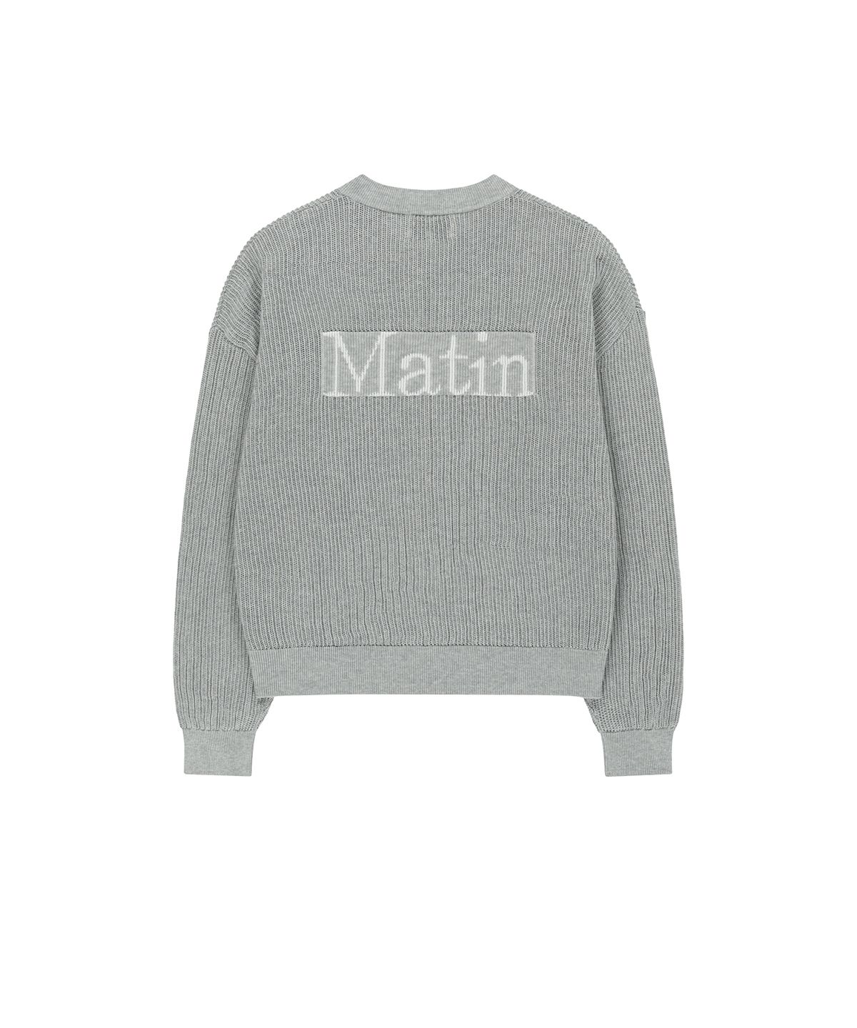 마뗑킴(MATIN KIM) BACK LOGO JACQUARD MESH KNIT ZIP UP IN LIGHT GREY