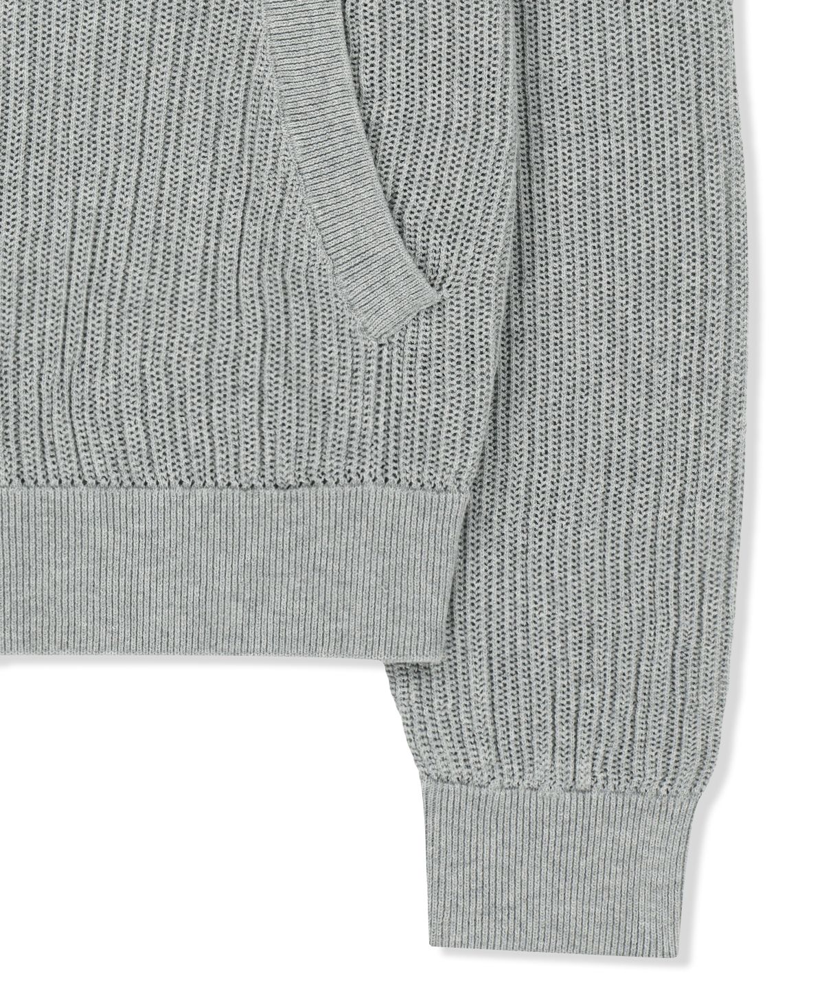 마뗑킴(MATIN KIM) BACK LOGO JACQUARD MESH KNIT ZIP UP IN LIGHT GREY