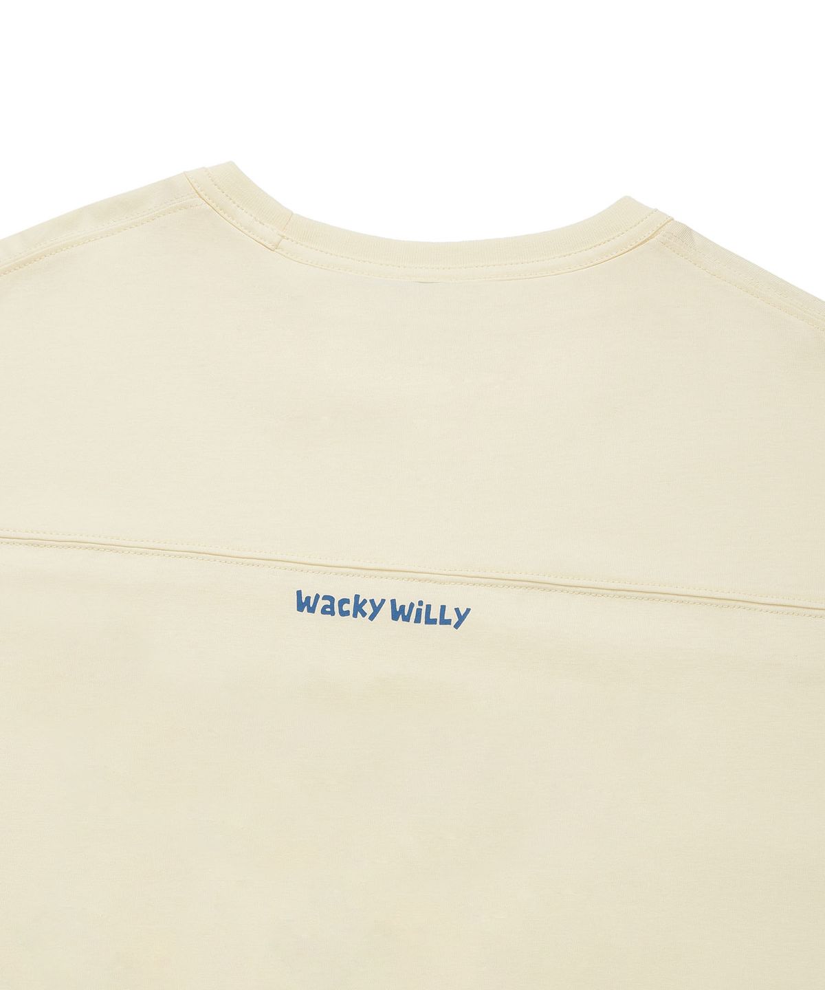 와키윌리(WACKY WILLY) 절개 타이포 반팔티셔츠 크림