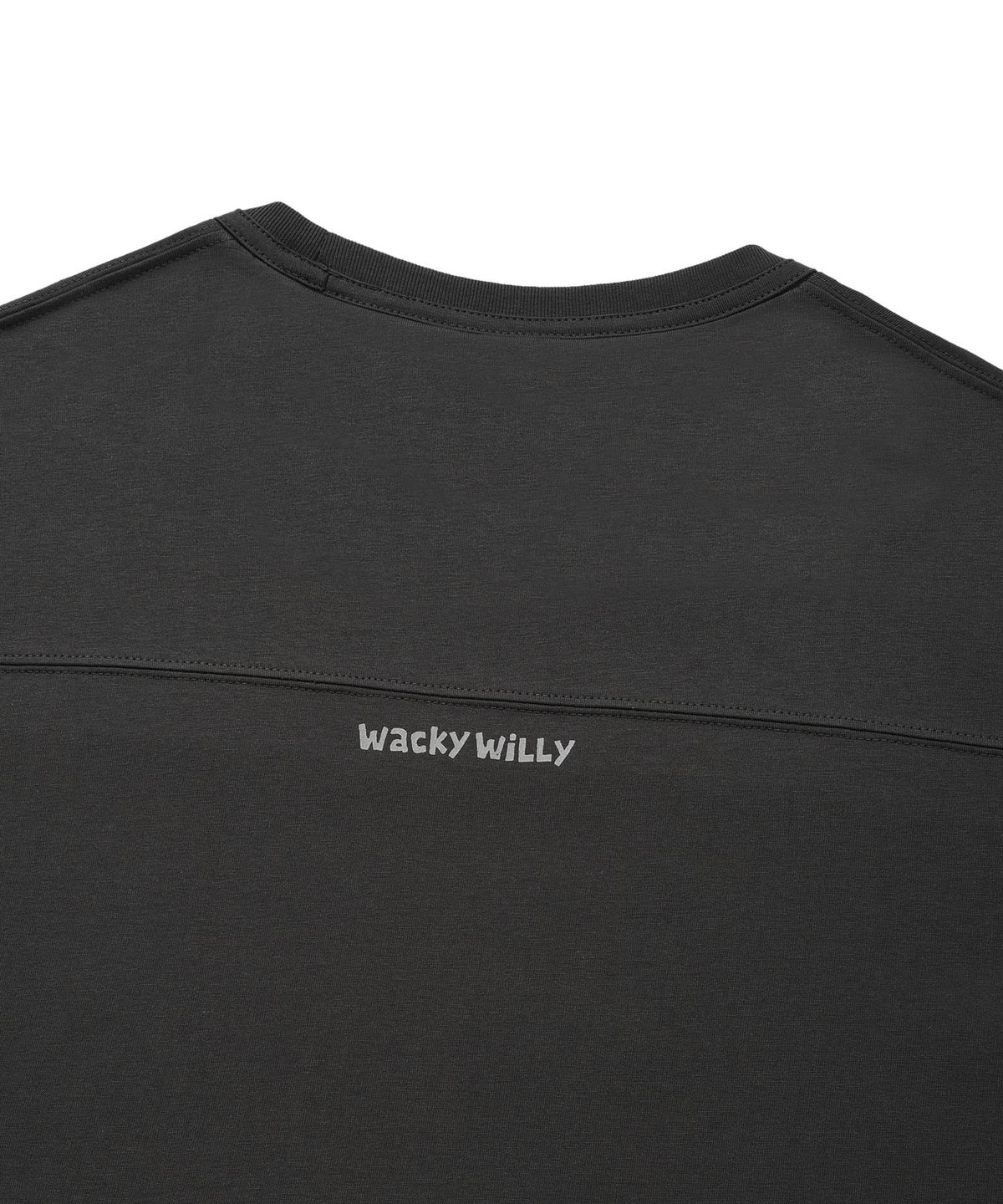 와키윌리(WACKY WILLY) 절개 타이포 반팔티셔츠 차콜