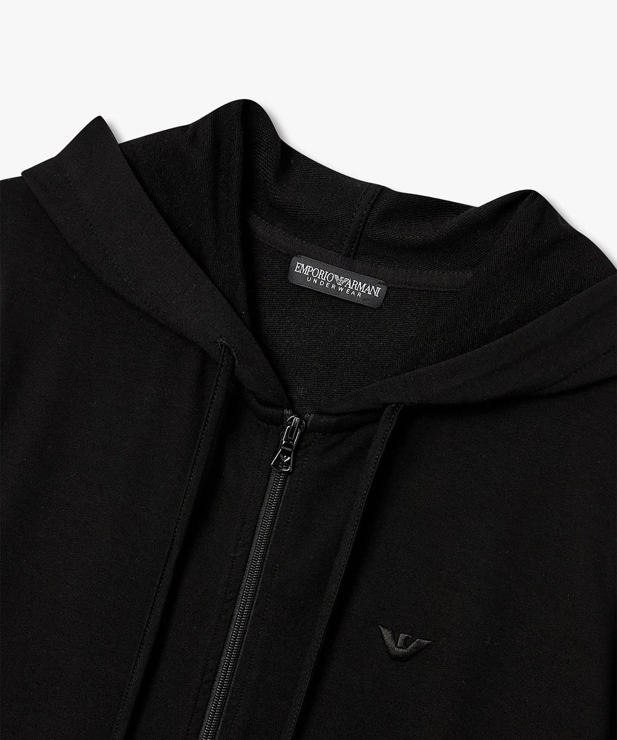 엠포리오 아르마니 언더웨어(EMPORIO ARMANI UNDERWEAR) 여성 스트레치 후디드 라운지 집업_블랙 0826138502