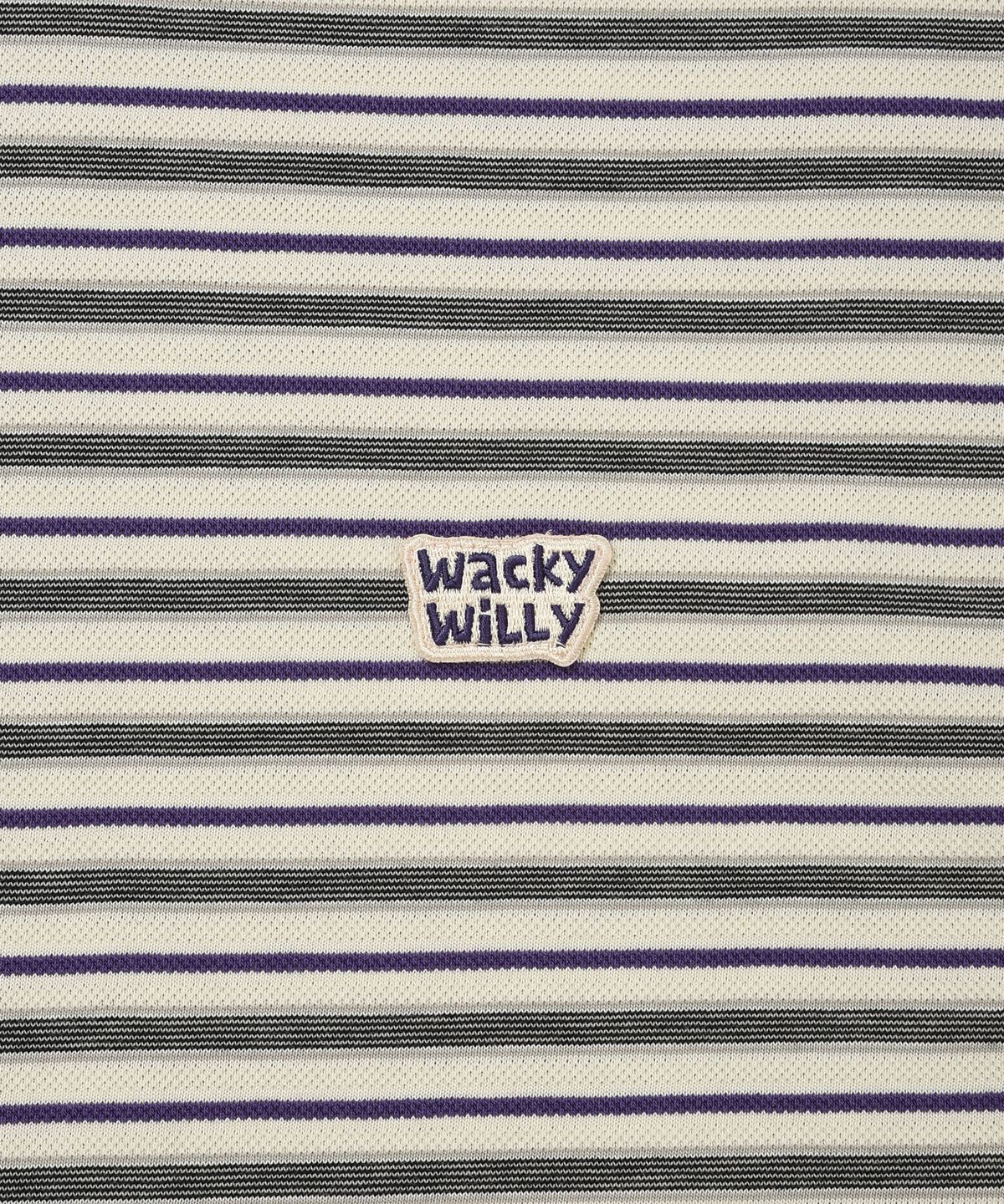 와키윌리(WACKY WILLY) 자카드 멀티 스트라이프 반팔티셔츠 그레이