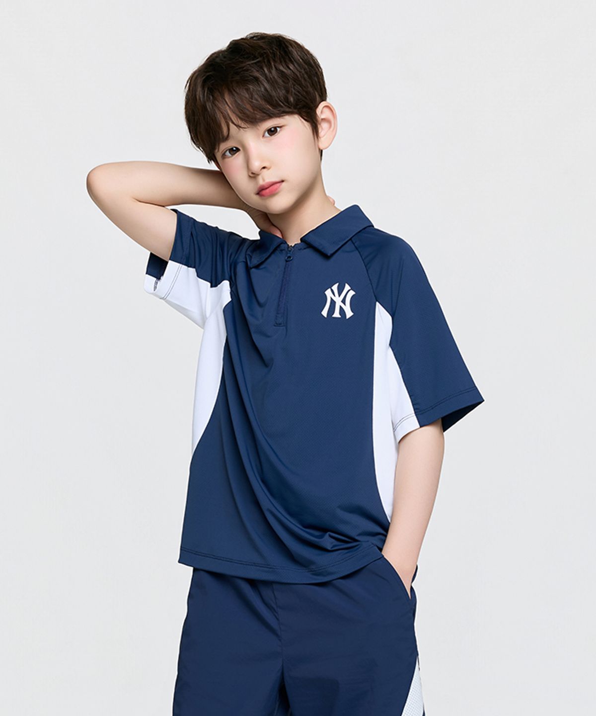 엠엘비 키즈(MLB KIDS) 베이직 아웃도어 기능성 빅럭스 반팔 피케 티셔츠 NY (Navy)