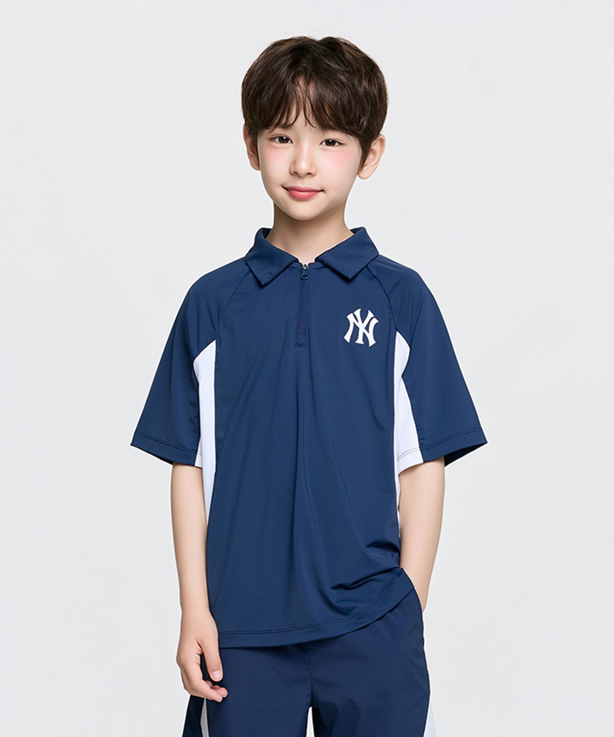 엠엘비 키즈(MLB KIDS) 베이직 아웃도어 기능성 빅럭스 반팔 피케 티셔츠 NY (Navy)
