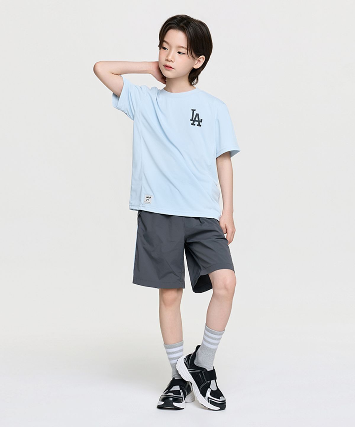 엠엘비 키즈(MLB KIDS) 아웃도어 베이직 메쉬 티셔츠세트 LA (L.Blue)