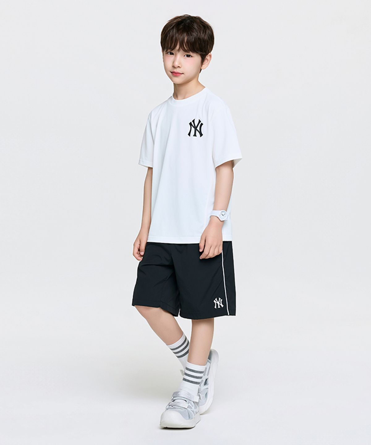 엠엘비 키즈(MLB KIDS) 아웃도어 베이직 메쉬 티셔츠세트 NY (White)