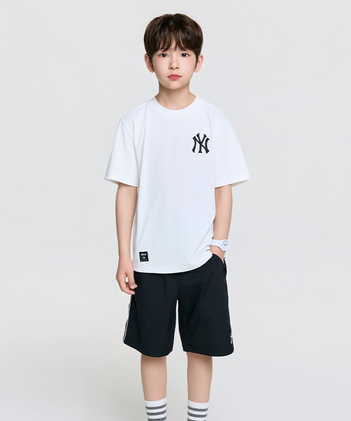 엠엘비 키즈(MLB KIDS) 아웃도어 베이직 메쉬 티셔츠세트 NY (White)