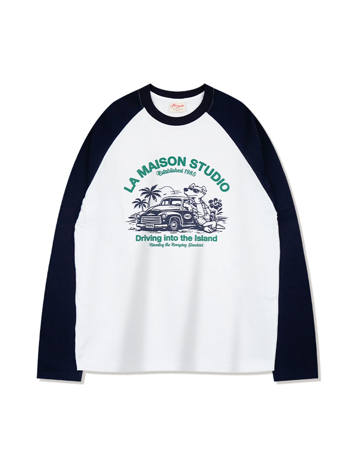 라 메종 스튜디오(LA MAISON STUDIO) DRIVE PUPPY RAGLAN LONG SLEEVE NAVY(FCG1TS691M)