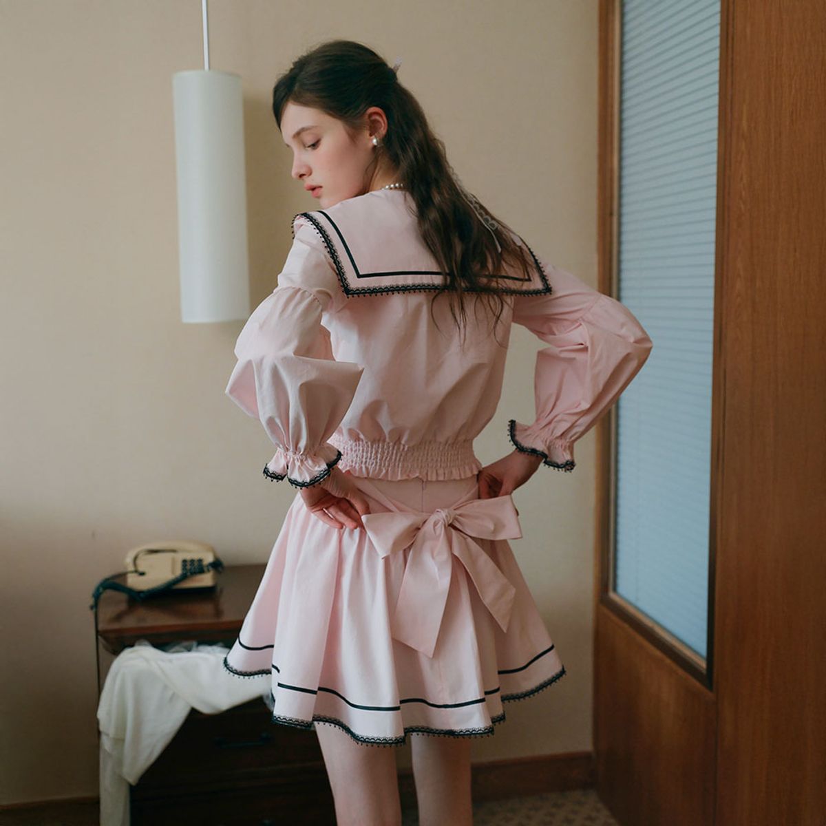 쎄무아듀(CEST MOIDEW) Cest_Pink ribbon shirring skirt