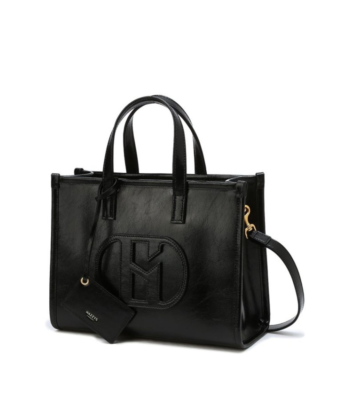 헤지스 여성 액세서리(HAZZYS WOMEN ACC) [26SS] [H20크링클] H소가죽 패치 블랙 토트 겸 숄더 M_HIBA6E509BK