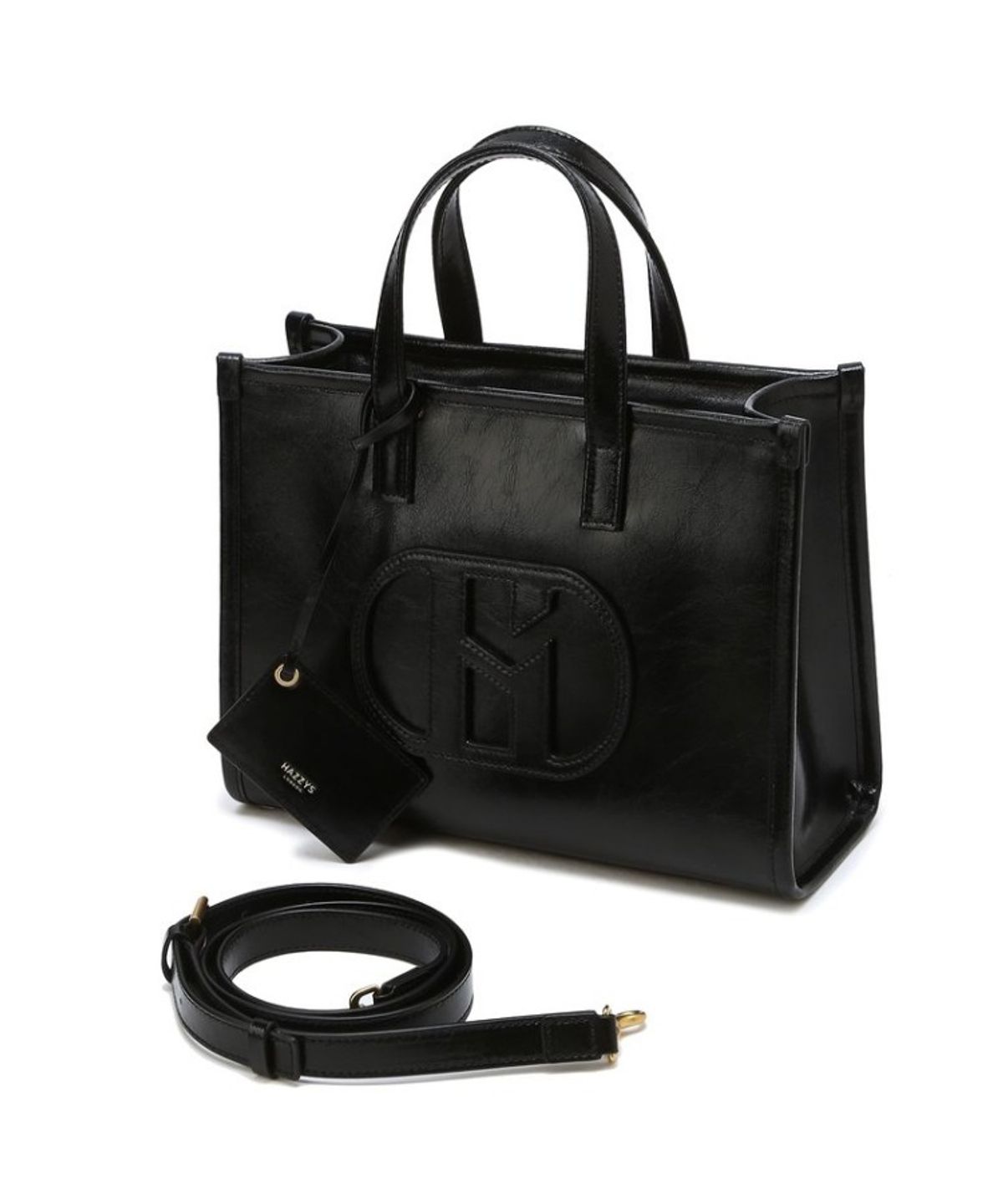 헤지스 여성 액세서리(HAZZYS WOMEN ACC) [26SS] [H20크링클] H소가죽 패치 블랙 토트 겸 숄더 M_HIBA6E509BK