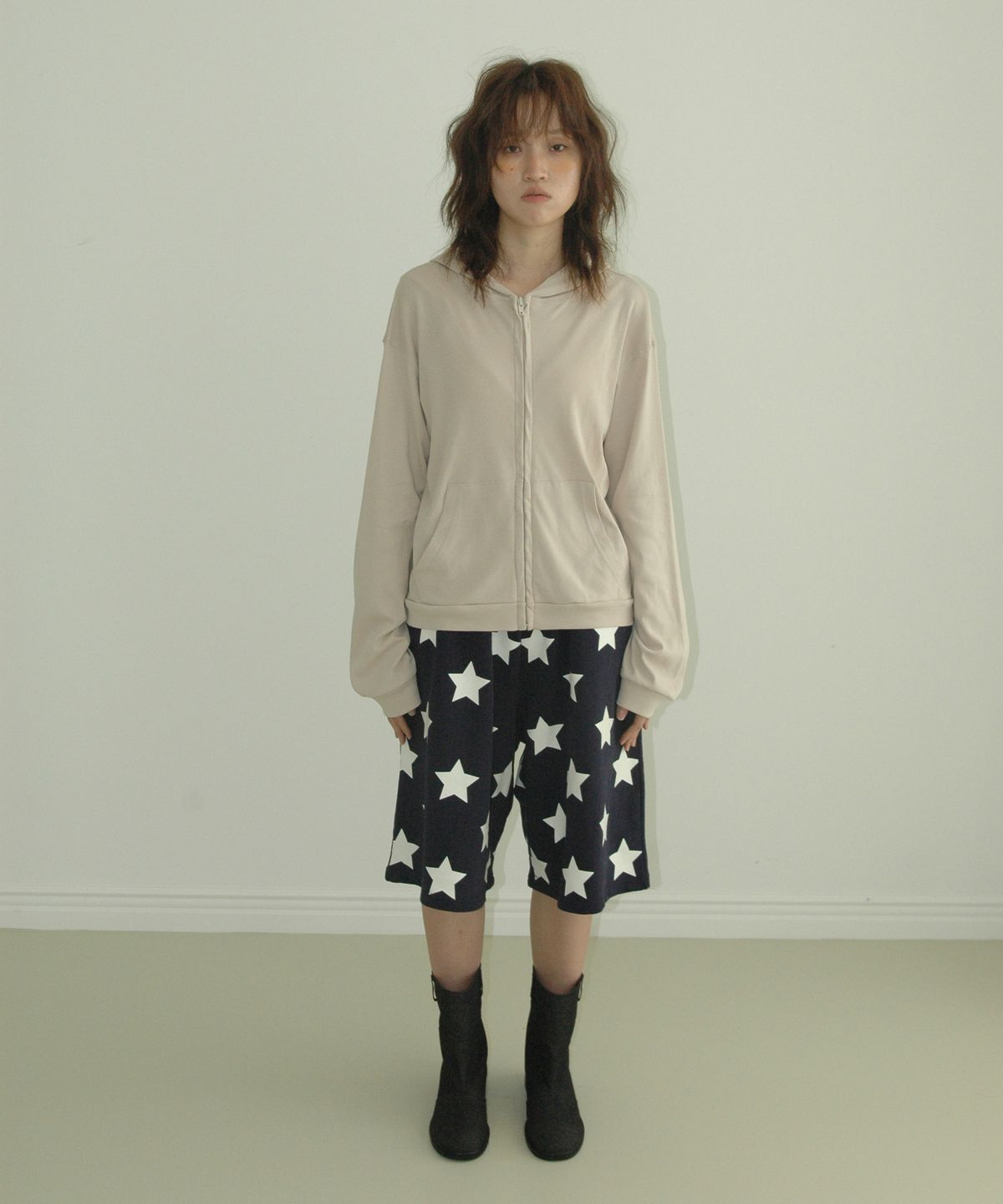 애프터썸머(AFTERSUMMER) star sweat bermuda pants (navy)