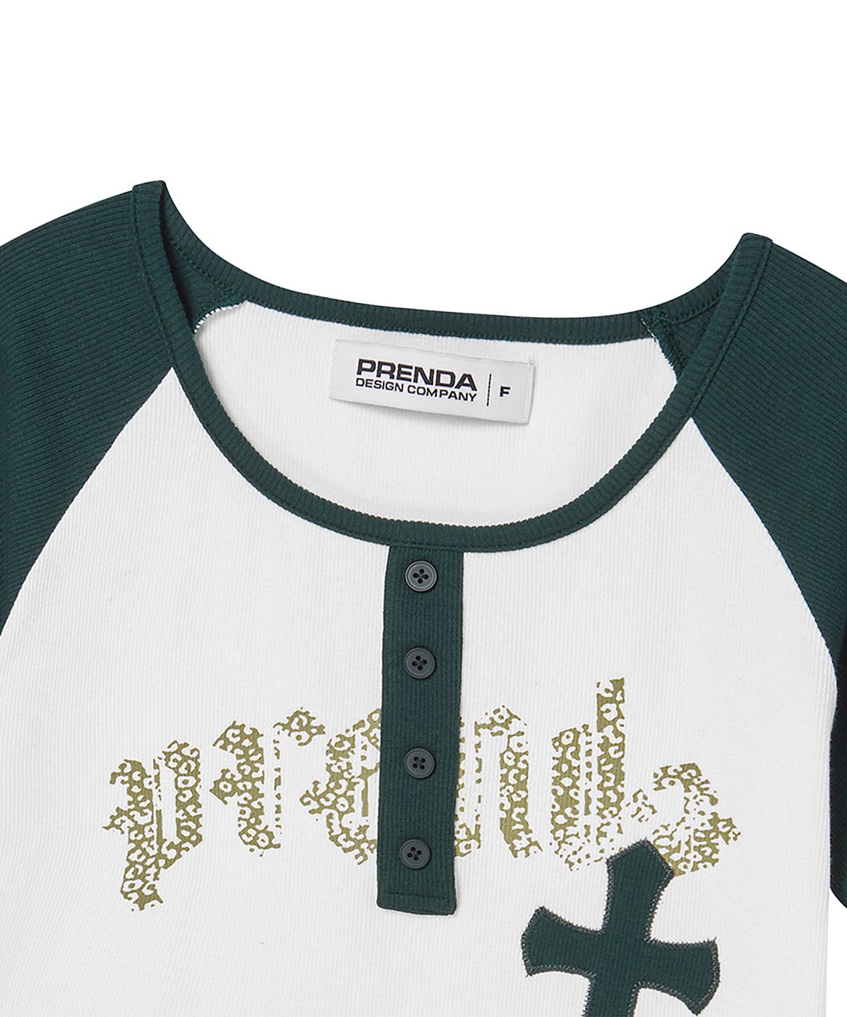 프렌다(PRENDA) CROSS APPLIQUE RAGLAN SHORT SLEEVE IVORY