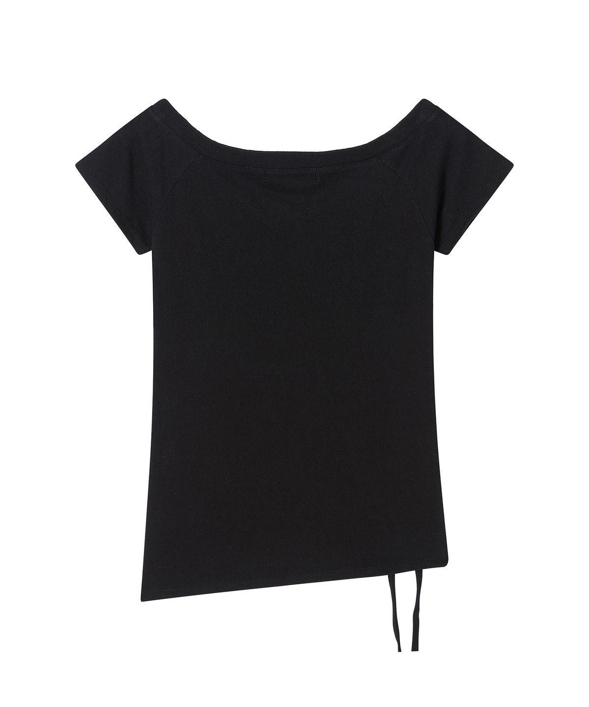 프렌다(PRENDA) CORSET DETAIL ONE-OFF-SHOULDER SHORT SLEEVE BLACK
