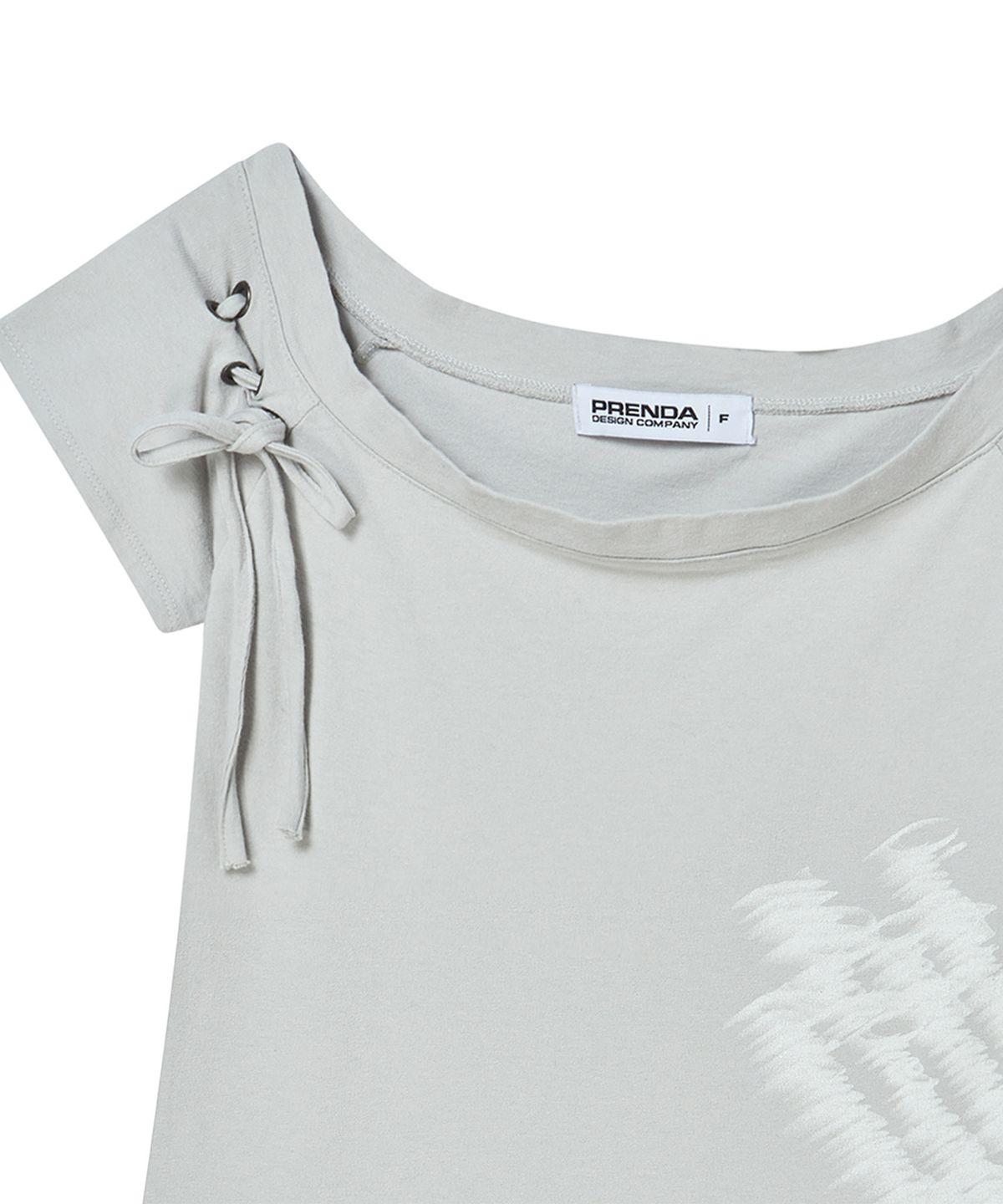 프렌다(PRENDA) CORSET DETAIL ONE-OFF-SHOULDER SHORT SLEEVE GRAY