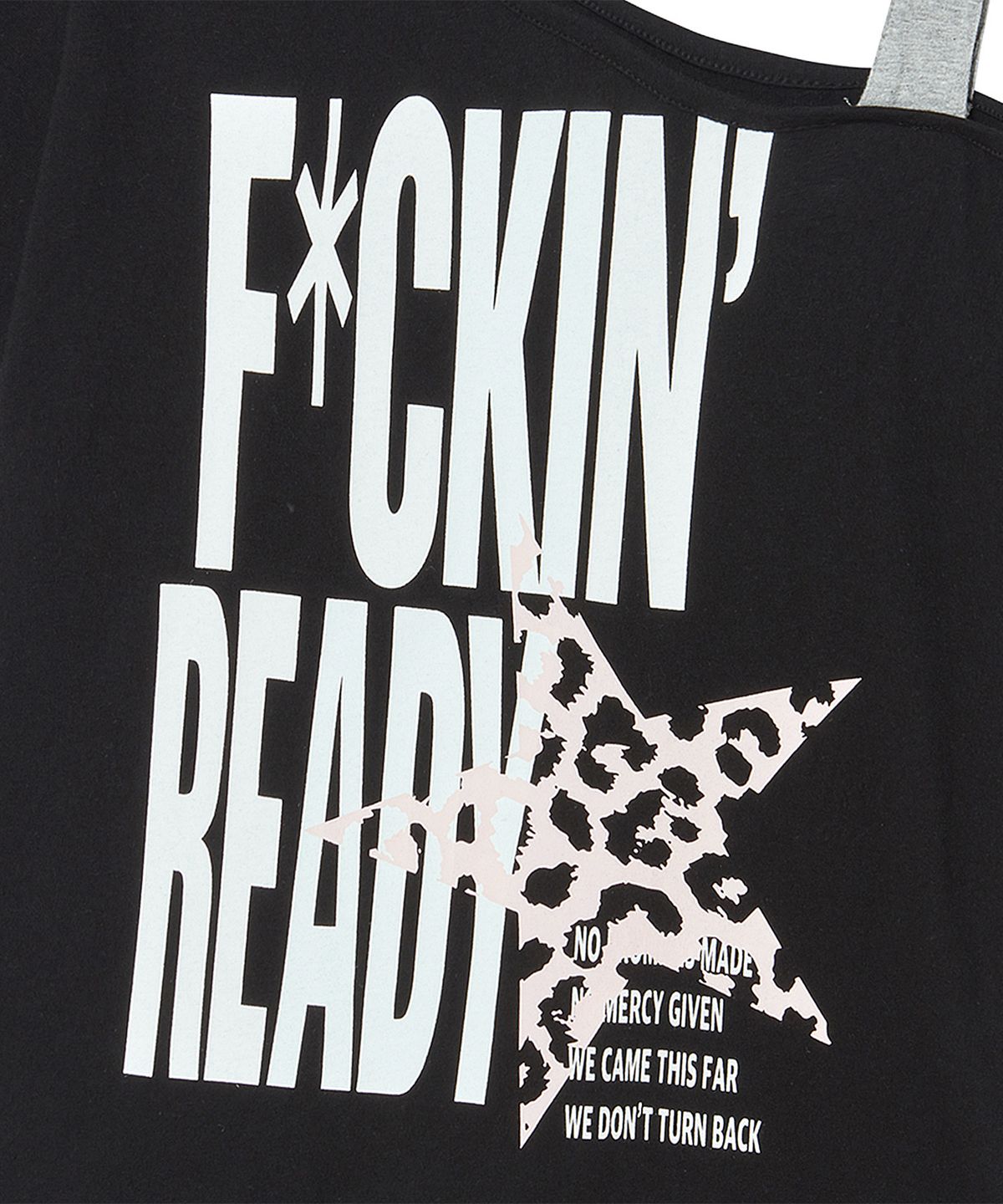 프렌다(PRENDA) LEOPARD STAR OFF-SHOULDER STRAP SHORT SLEEVE BLACK