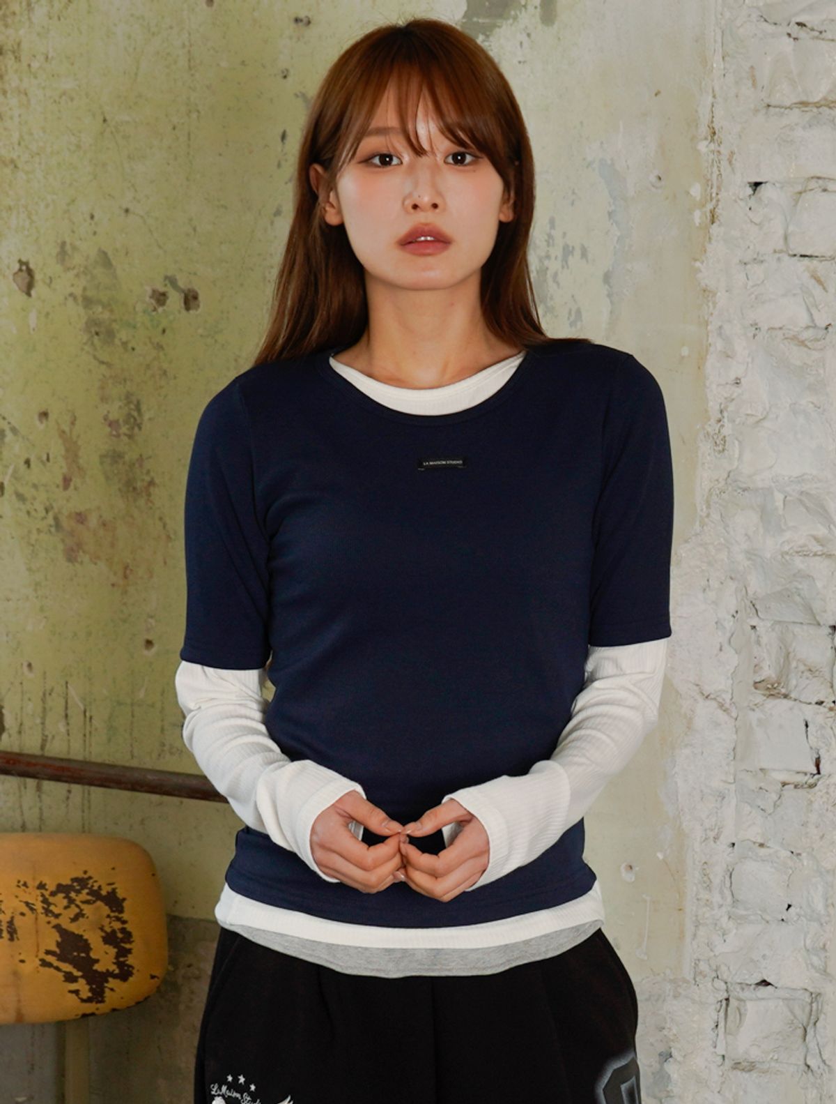라 메종 스튜디오(LA MAISON STUDIO) (3PACK) 2골지 반팔 + 1레이어드 티셔츠 10Color (FCG2TS765W)