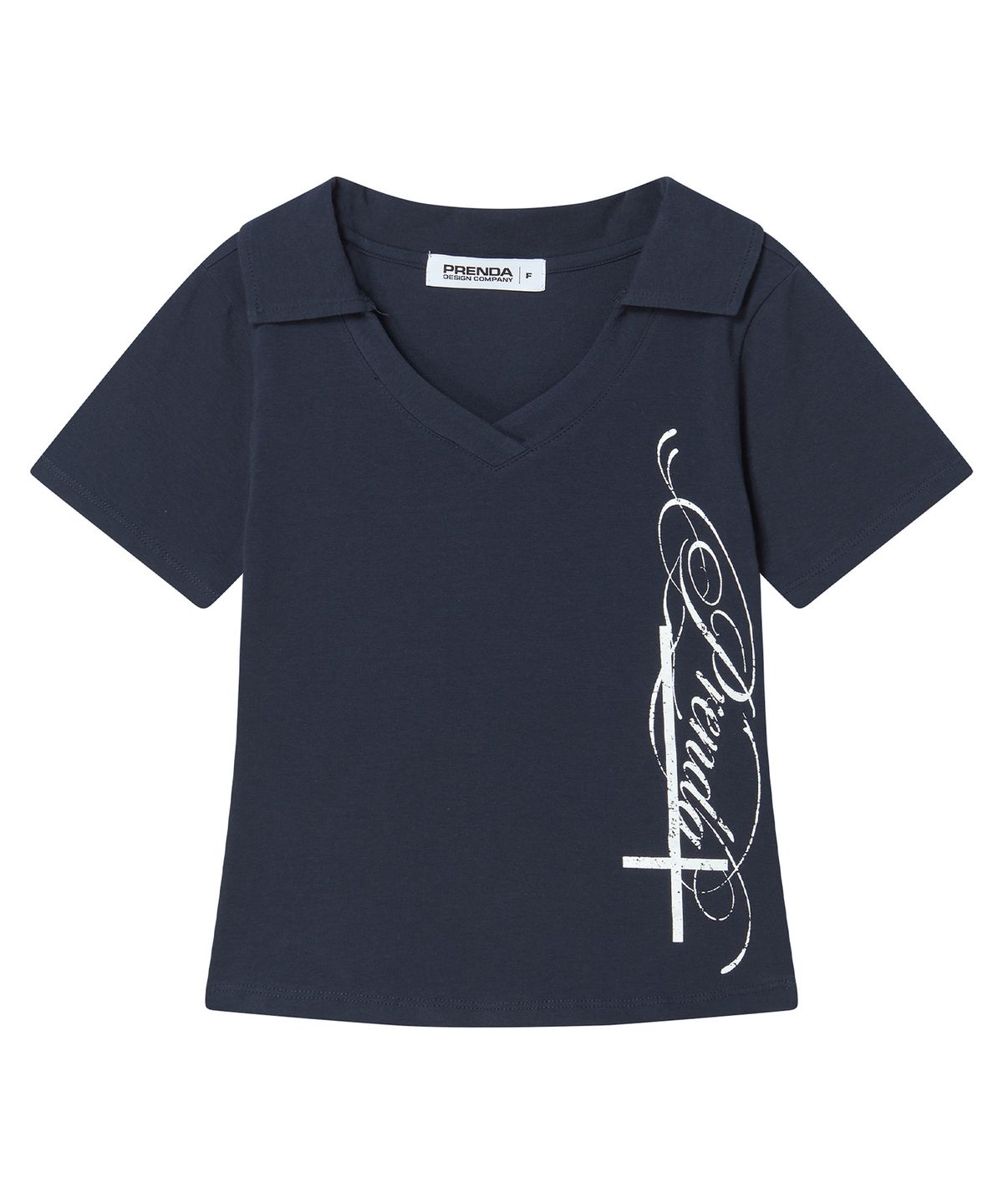 프렌다(PRENDA) SIDE CROSS POLO TOP NAVY