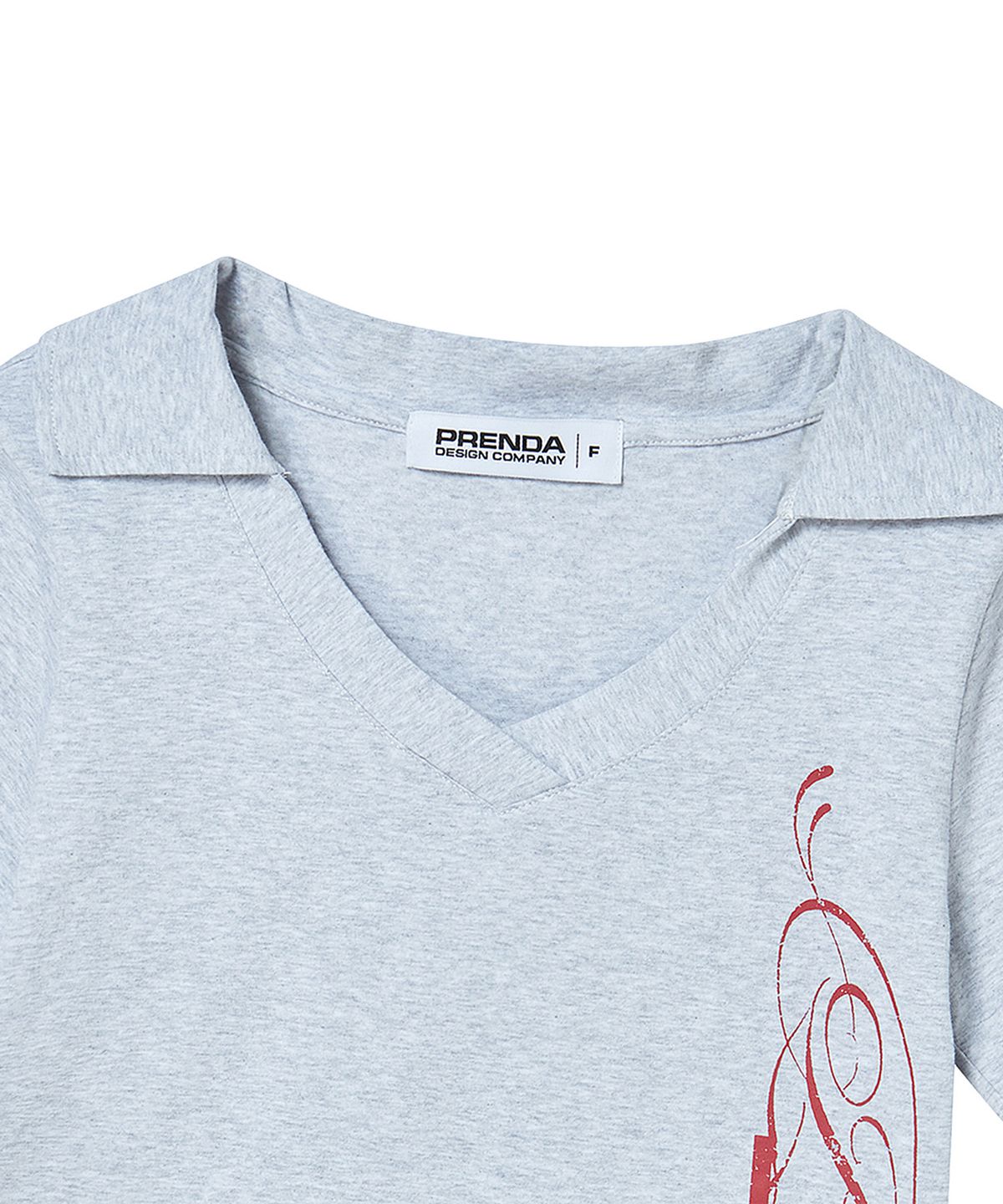 프렌다(PRENDA) SIDE CROSS POLO TOP GRAY