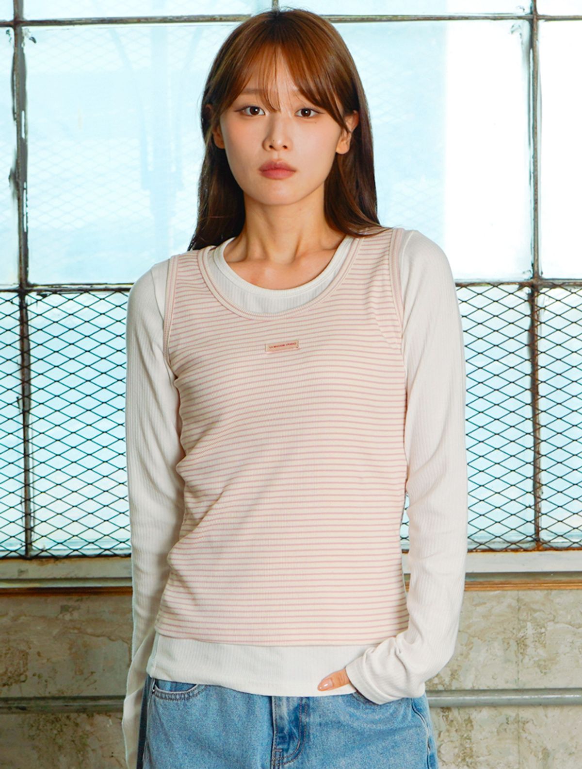 라 메종 스튜디오(LA MAISON STUDIO) (3PACK) 2골지 나시 + 1레이어드 티셔츠 10Color (FCG2TS766W)