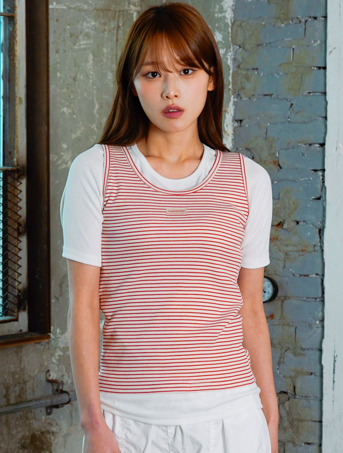 라 메종 스튜디오(LA MAISON STUDIO) (3PACK) 2골지 나시 + 1레이어드 티셔츠 10Color (FCG2TS766W)