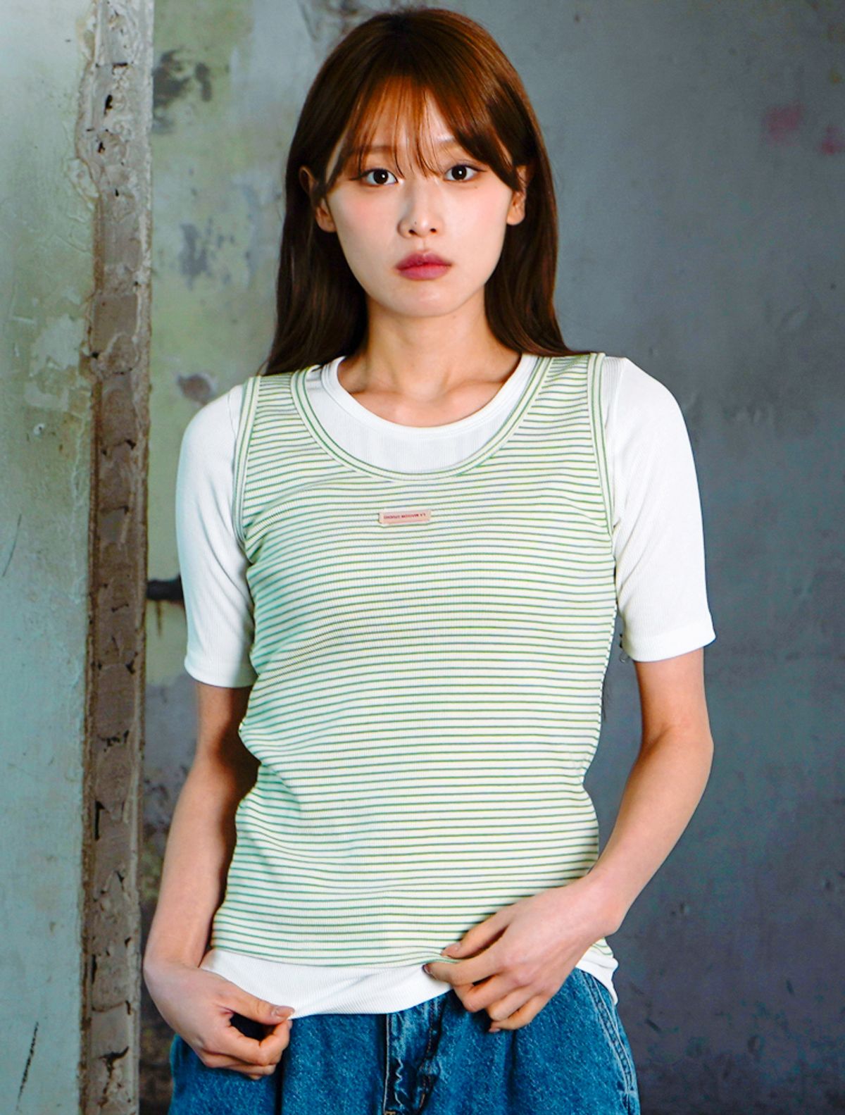 라 메종 스튜디오(LA MAISON STUDIO) (3PACK) 2골지 나시 + 1레이어드 티셔츠 10Color (FCG2TS766W)