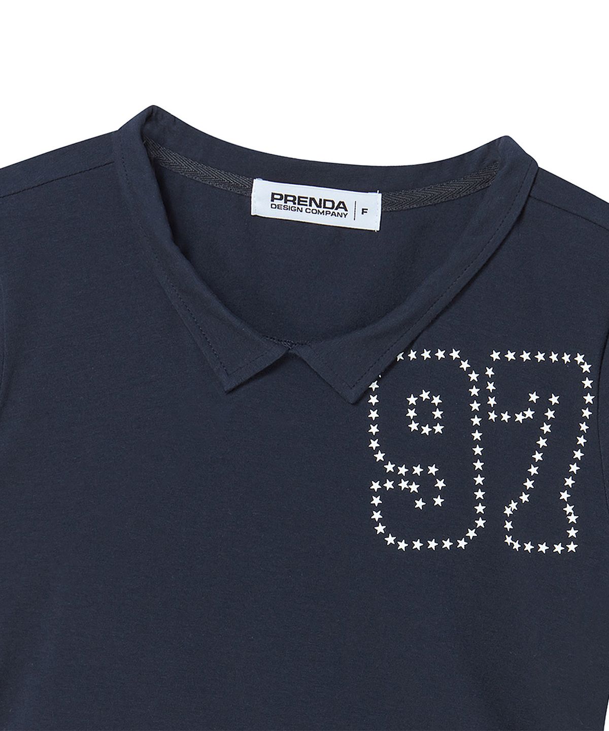 프렌다(PRENDA) 97 SHIRRING INCISION SHORT SLEEVE NAVY