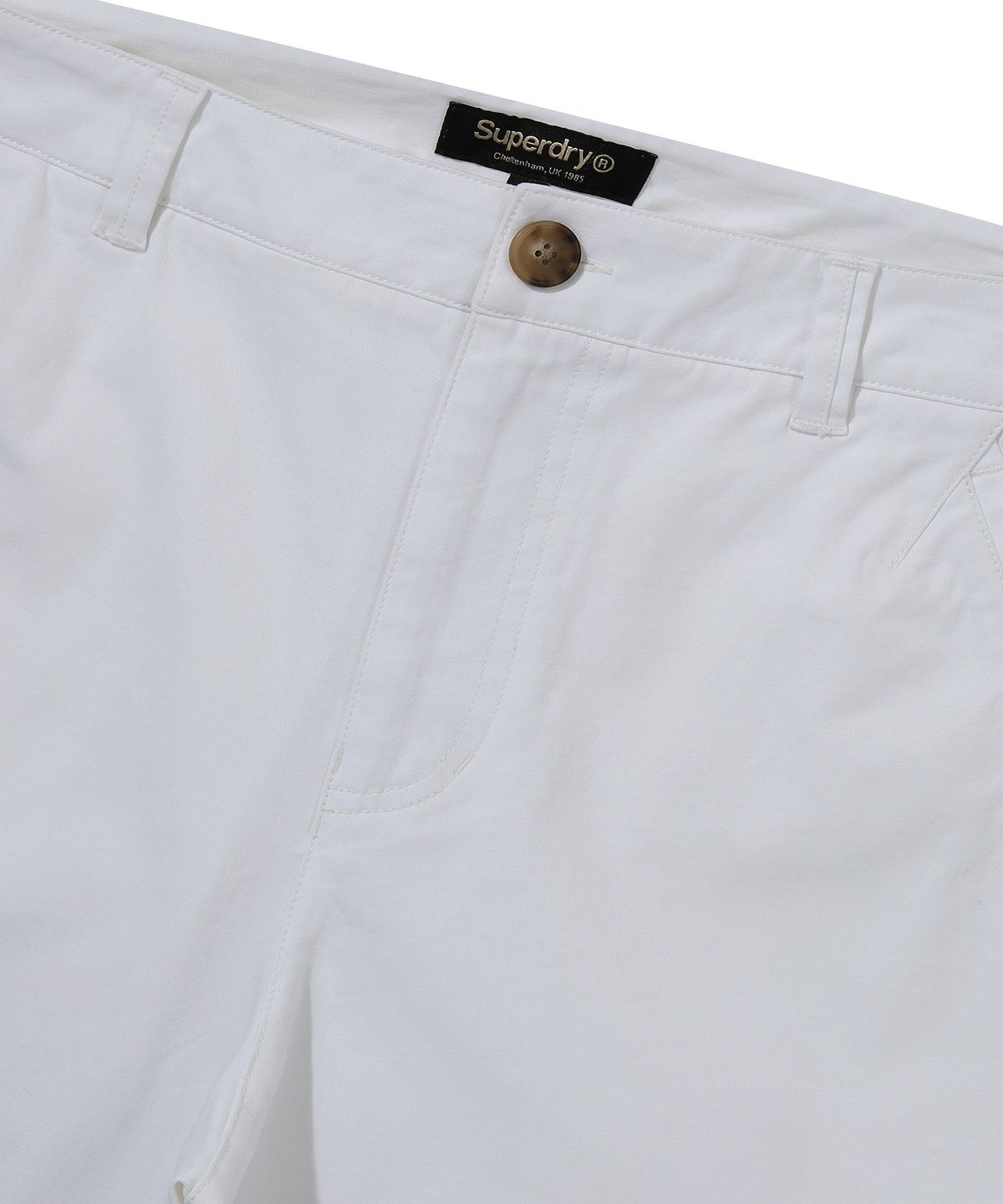 슈퍼드라이(SUPERDRY) 레이블 코튼 치노 쇼츠 아이보리 SDMLTAP60IVR