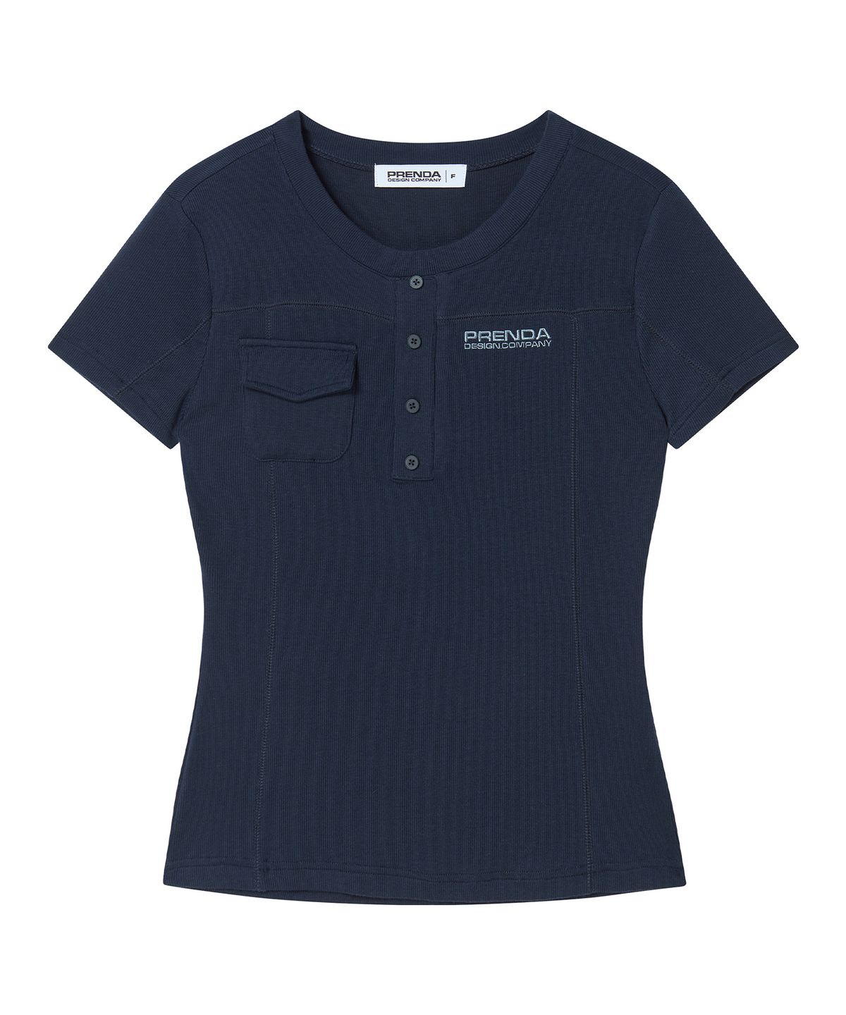 프렌다(PRENDA) POCKET BUTTON SHORT SLEEVE NAVY