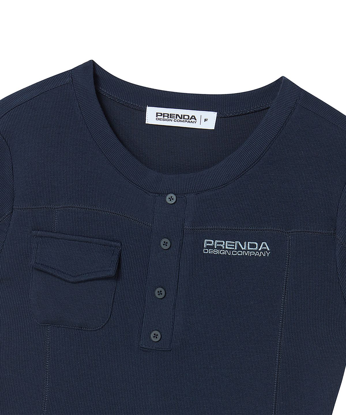프렌다(PRENDA) POCKET BUTTON SHORT SLEEVE NAVY