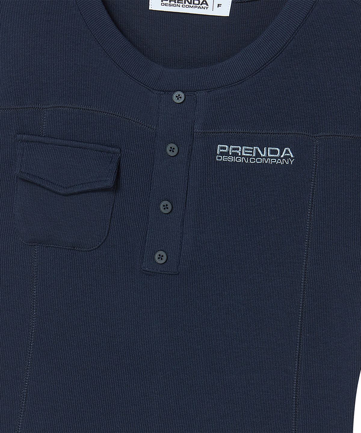 프렌다(PRENDA) POCKET BUTTON SHORT SLEEVE NAVY