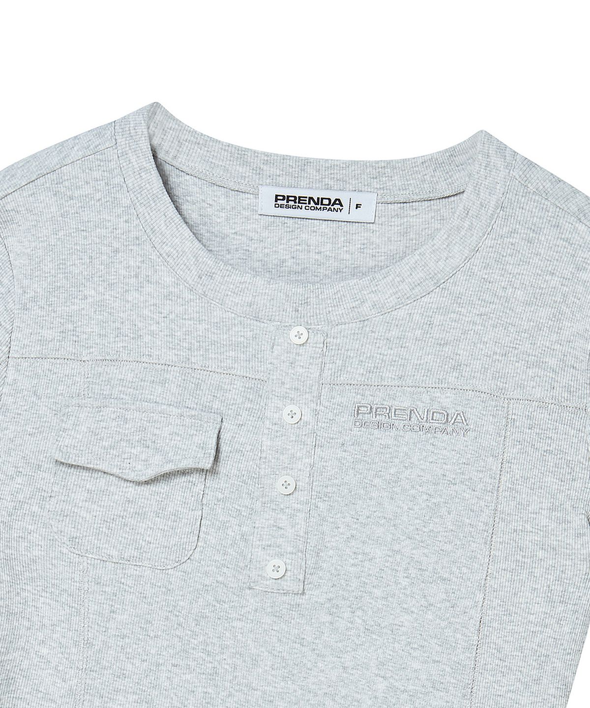 프렌다(PRENDA) POCKET BUTTON SHORT SLEEVE GRAY