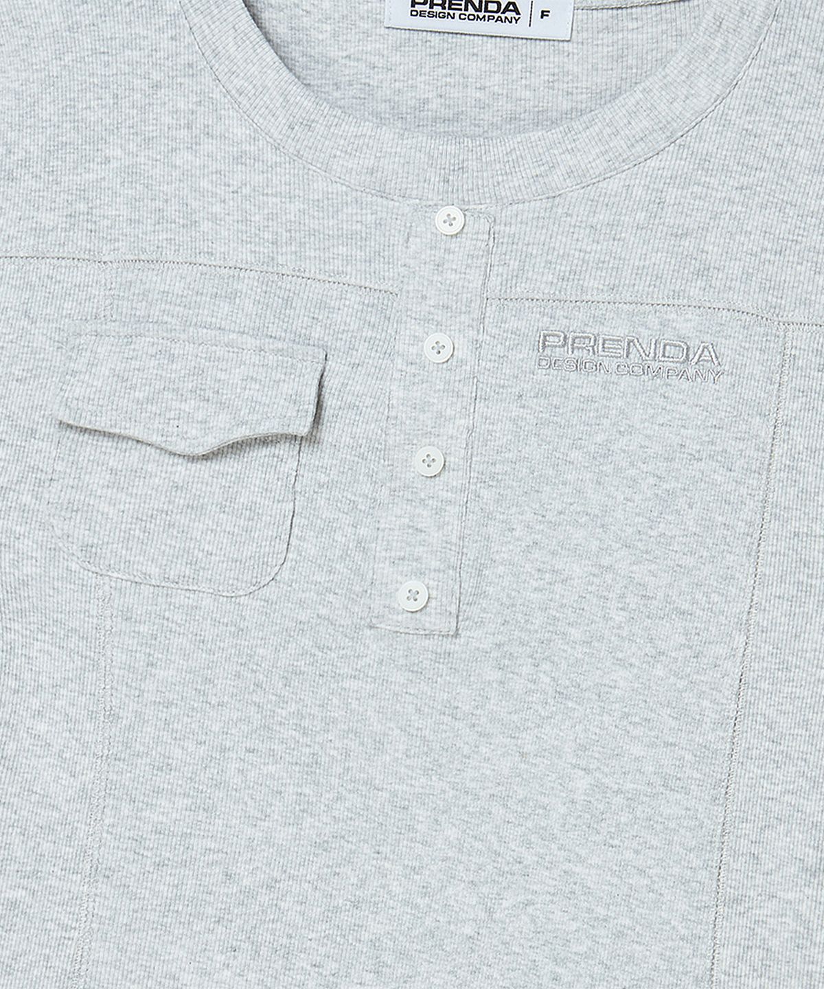 프렌다(PRENDA) POCKET BUTTON SHORT SLEEVE GRAY