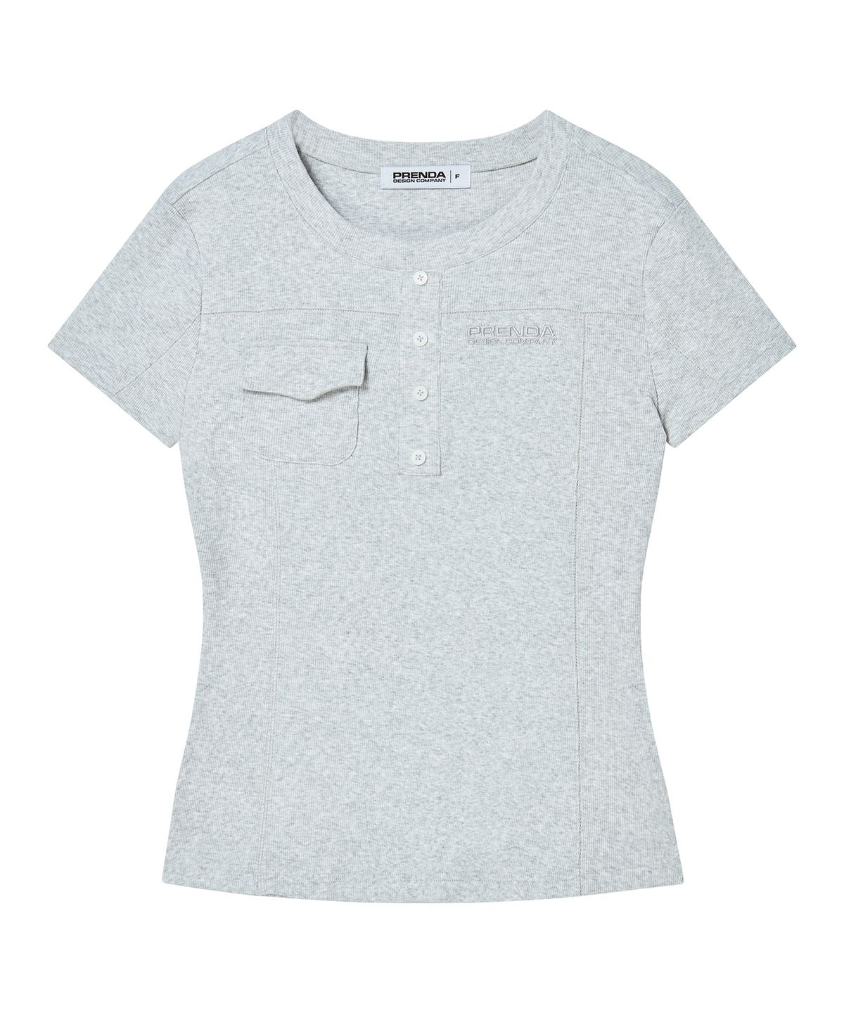 프렌다(PRENDA) POCKET BUTTON SHORT SLEEVE GRAY